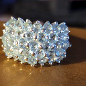 Beautiful Vintage Sterling Silver Light Blue Topaz Cocktail Ring  sz 8  5.6g